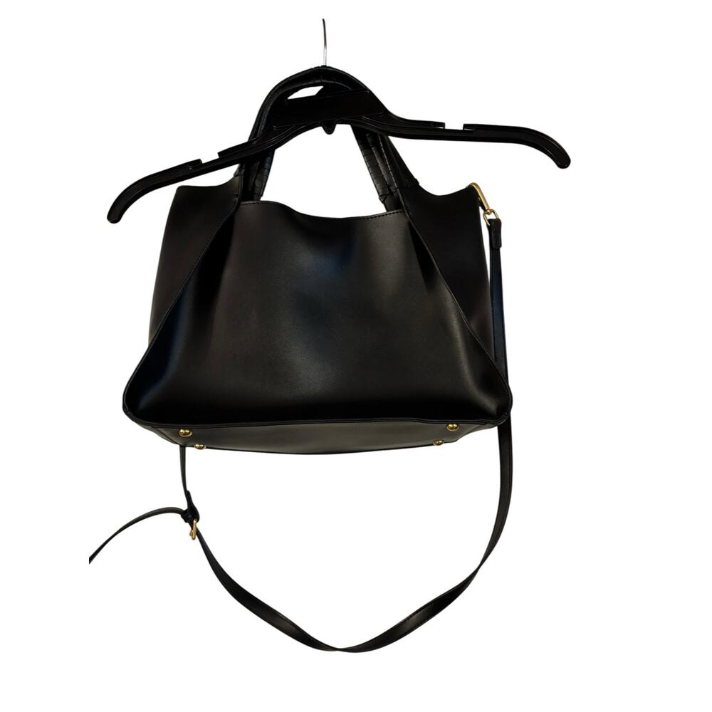 Melie Bianco Megan Recycled Vegan Tote Bag Black Shoulder Strap - Picture 4 of 7